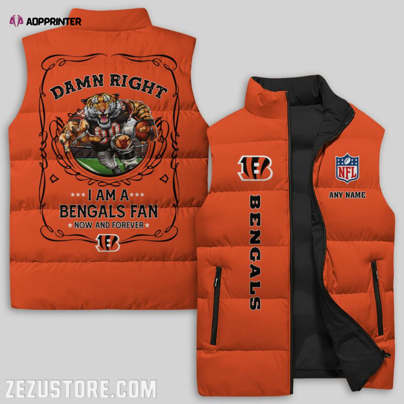 cincinnati bengals nfl sleeveless puffer jacket custom for fans gifts 6