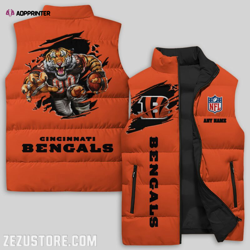 cincinnati bengals nfl sleeveless puffer jacket custom for fans gifts