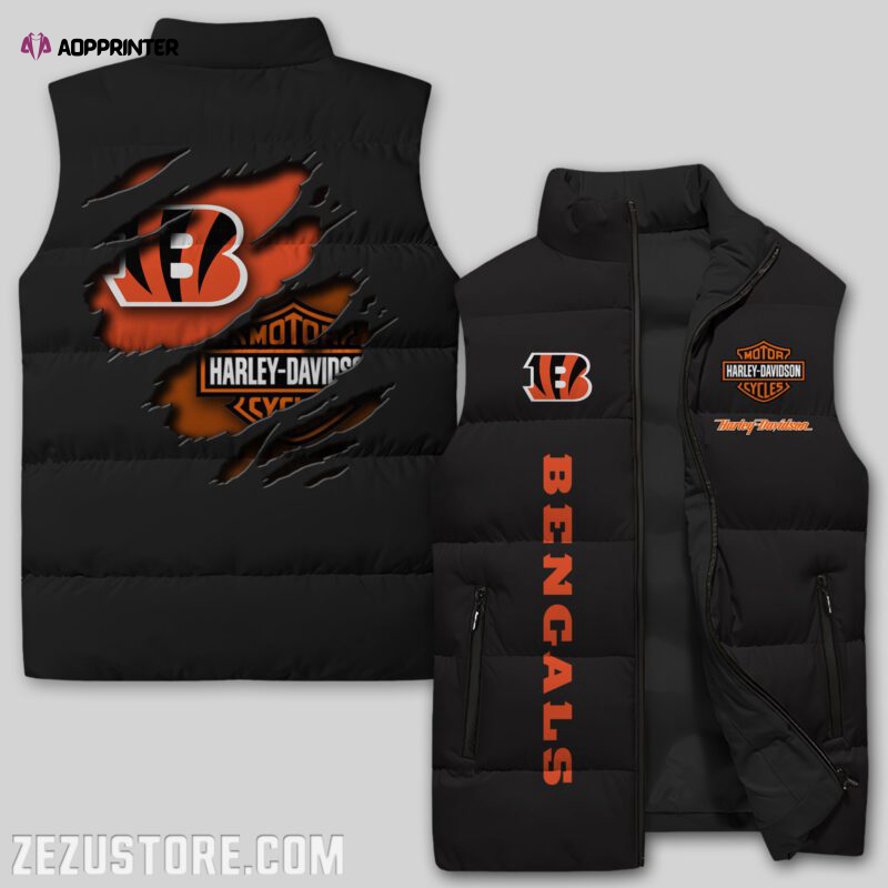 cincinnati bengals nfl sleeveless puffer jacket custom for fans spj1029