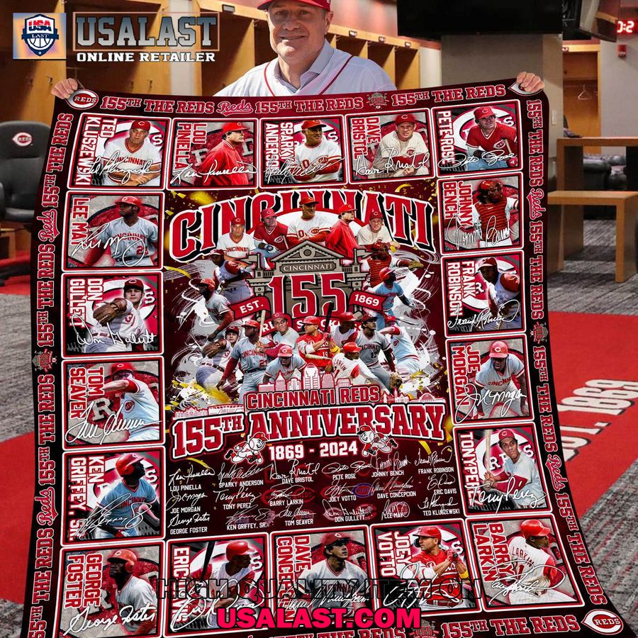 cincinnati reds 155th anniversary 1869 2024 special quilt blanket 1 DGRHq