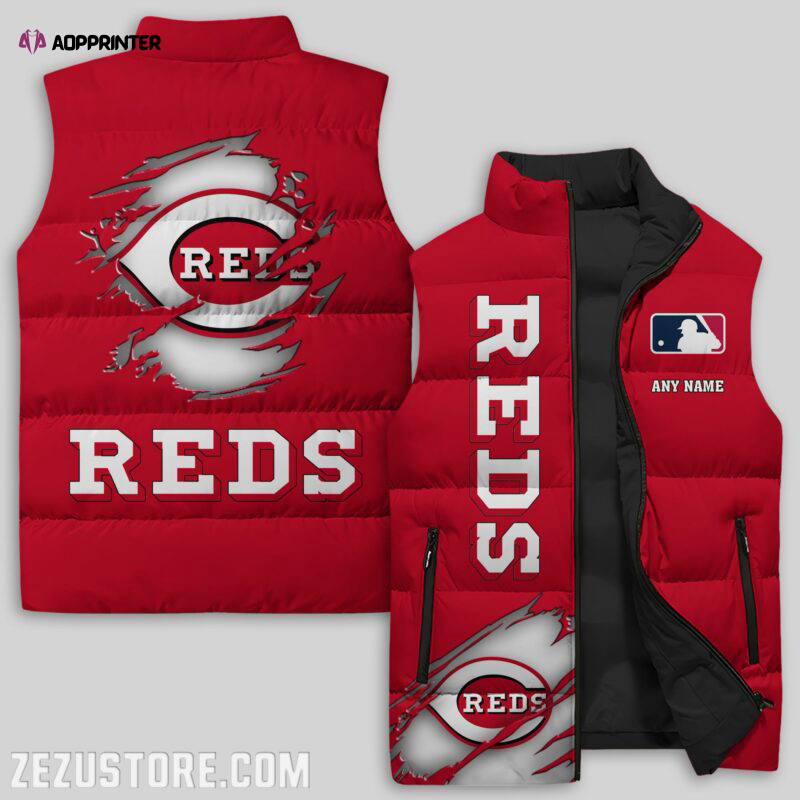 cincinnati reds mlb sleeveless puffer jacket custom for fans gifts