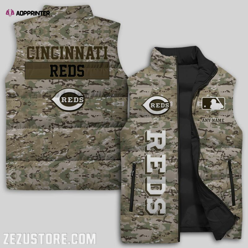 cincinnati reds mlb sleeveless puffer jacket custom for fans spj1522