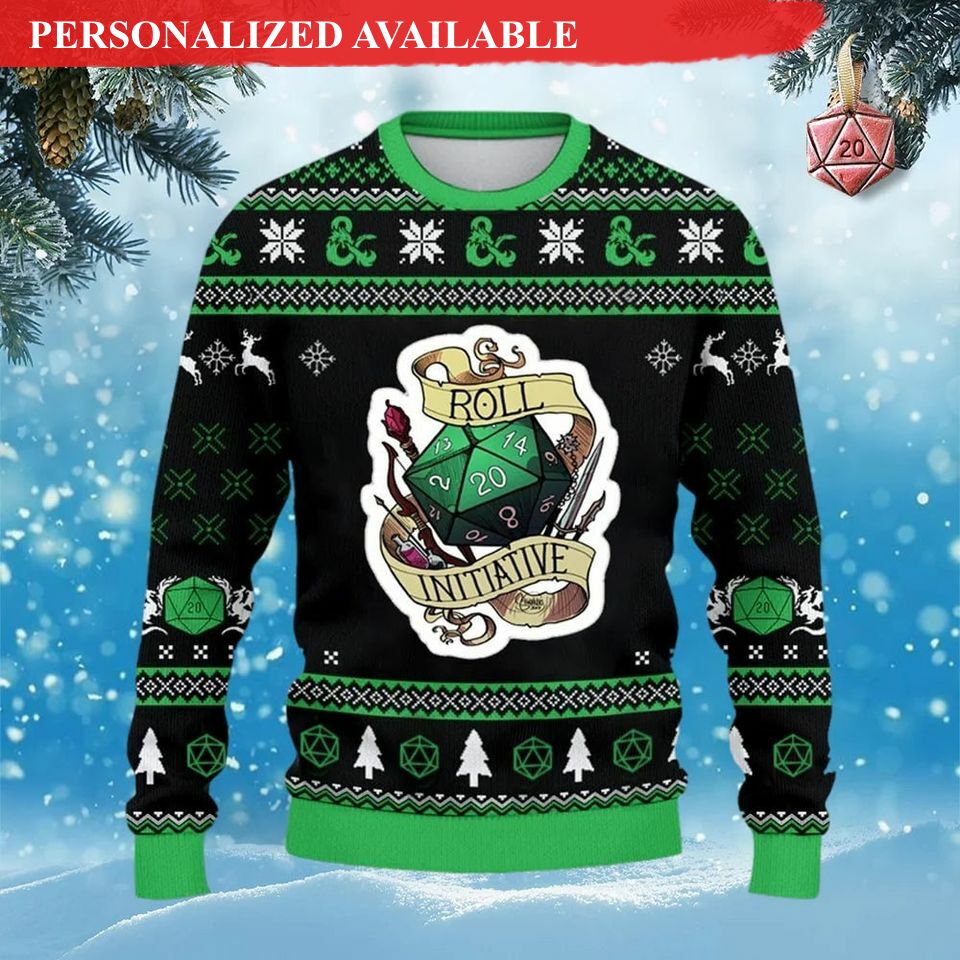 classes roll initiative ugly sweater 3022