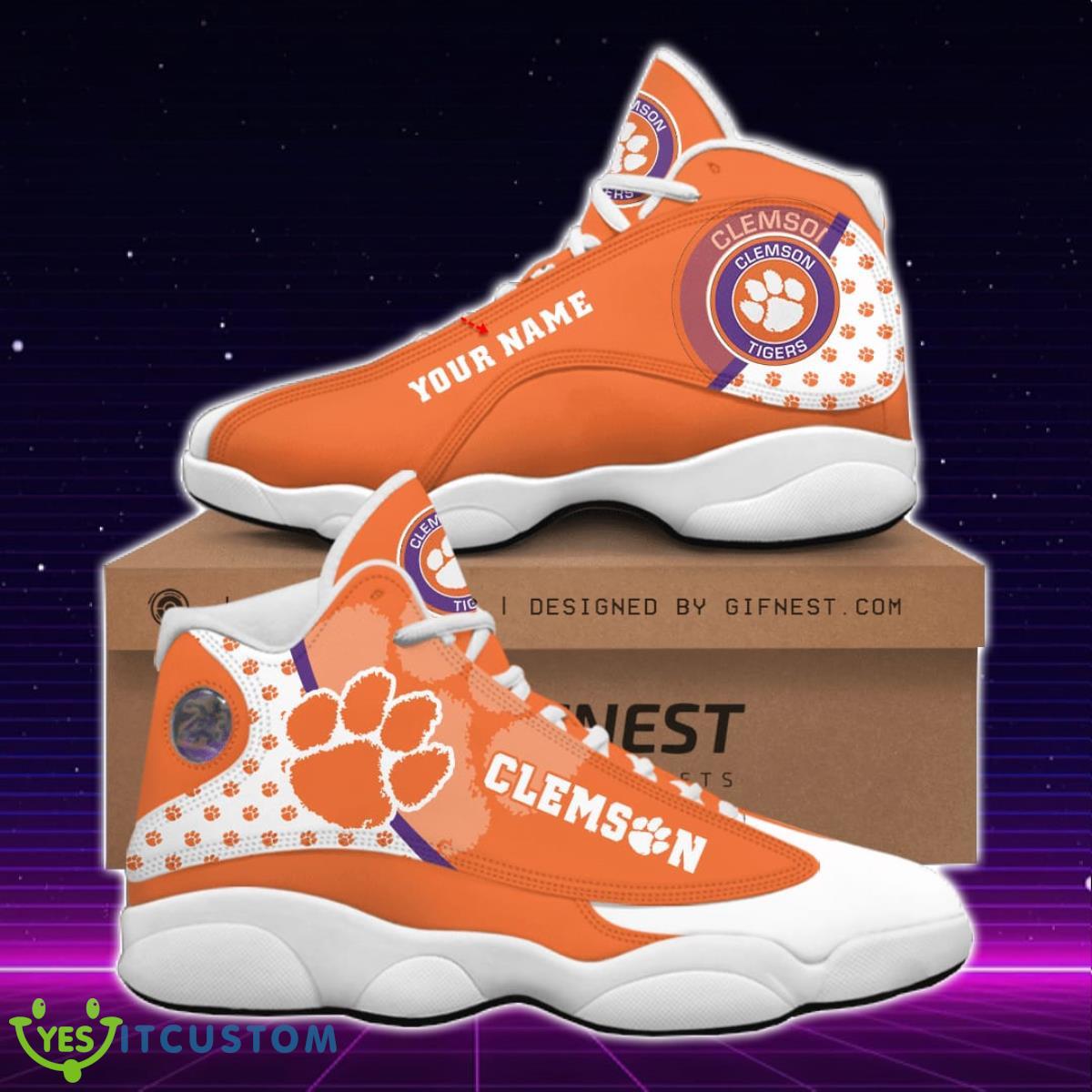 clemson tigers jordan 13 sneakers custom name best gift for men and women