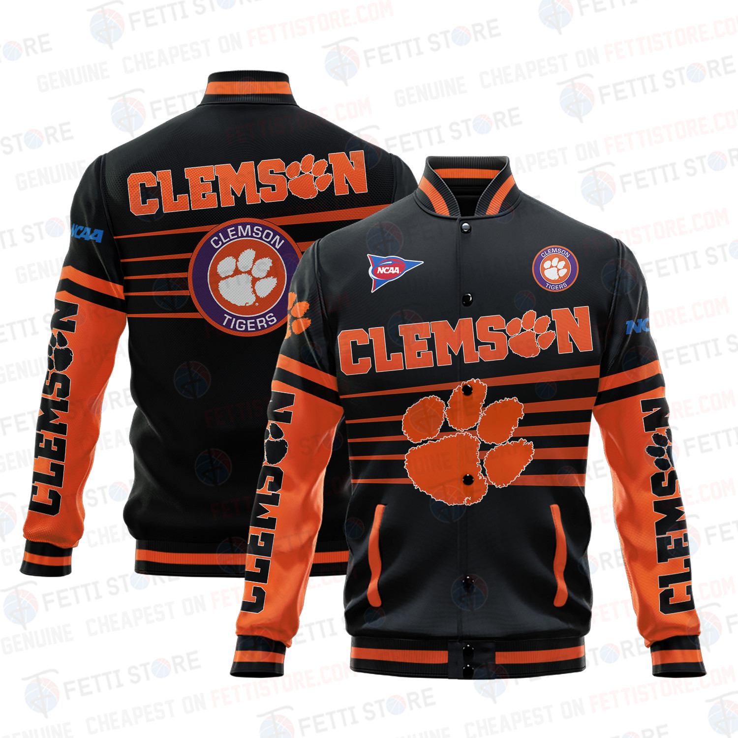 clemson tigers ncaa baseball varsity jacket baseball jacket all over print v1 uifnz