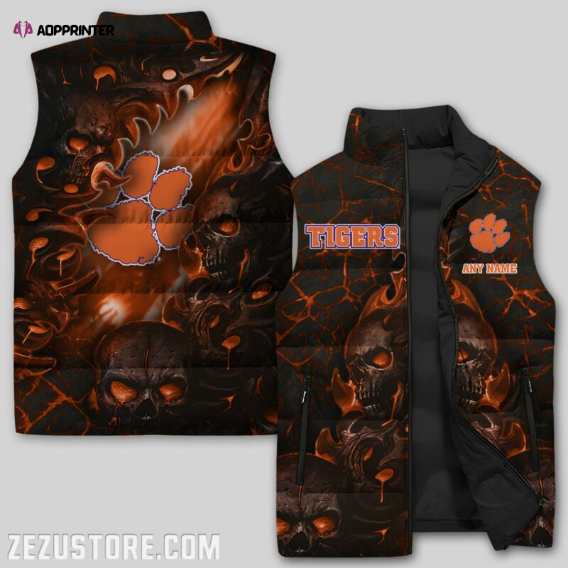 clemson tigers ncaa sleeveless puffer jacket custom for fans gifts 1