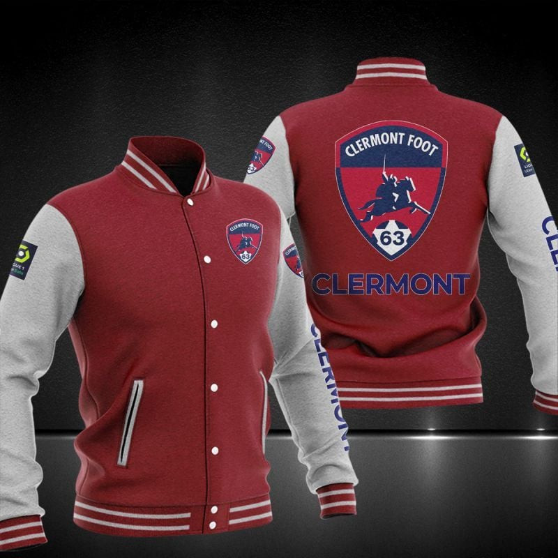 clermont foot auvergne 63 team name and logo baseball varsity jacket baseball jacket all over print ohg5x