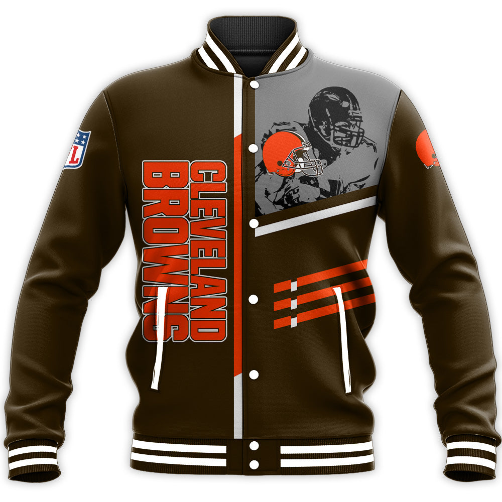 cleveland browns baseball jacket button up zipper hooded all over print personalized football for fan nfl eickz