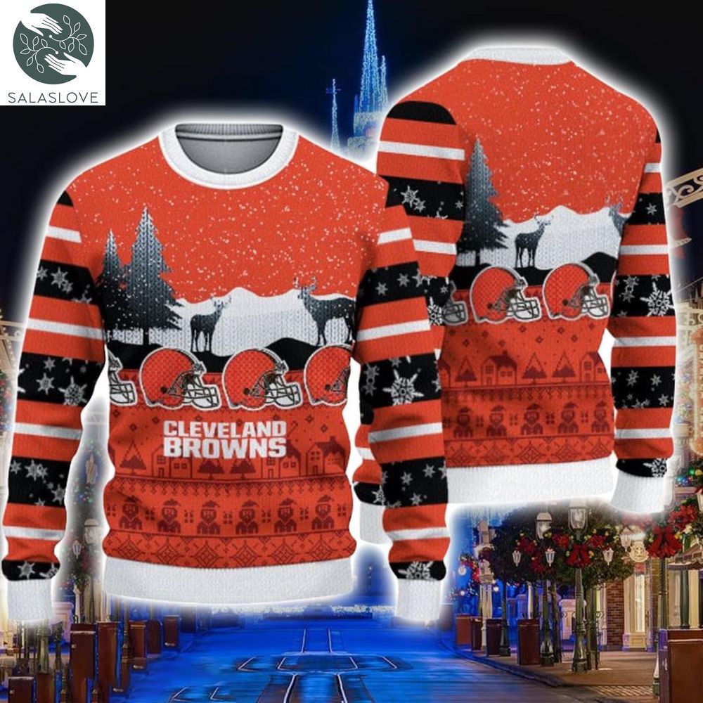 cleveland browns christmas reindeers pattern ugly sweater ht230923 1 jixhsd