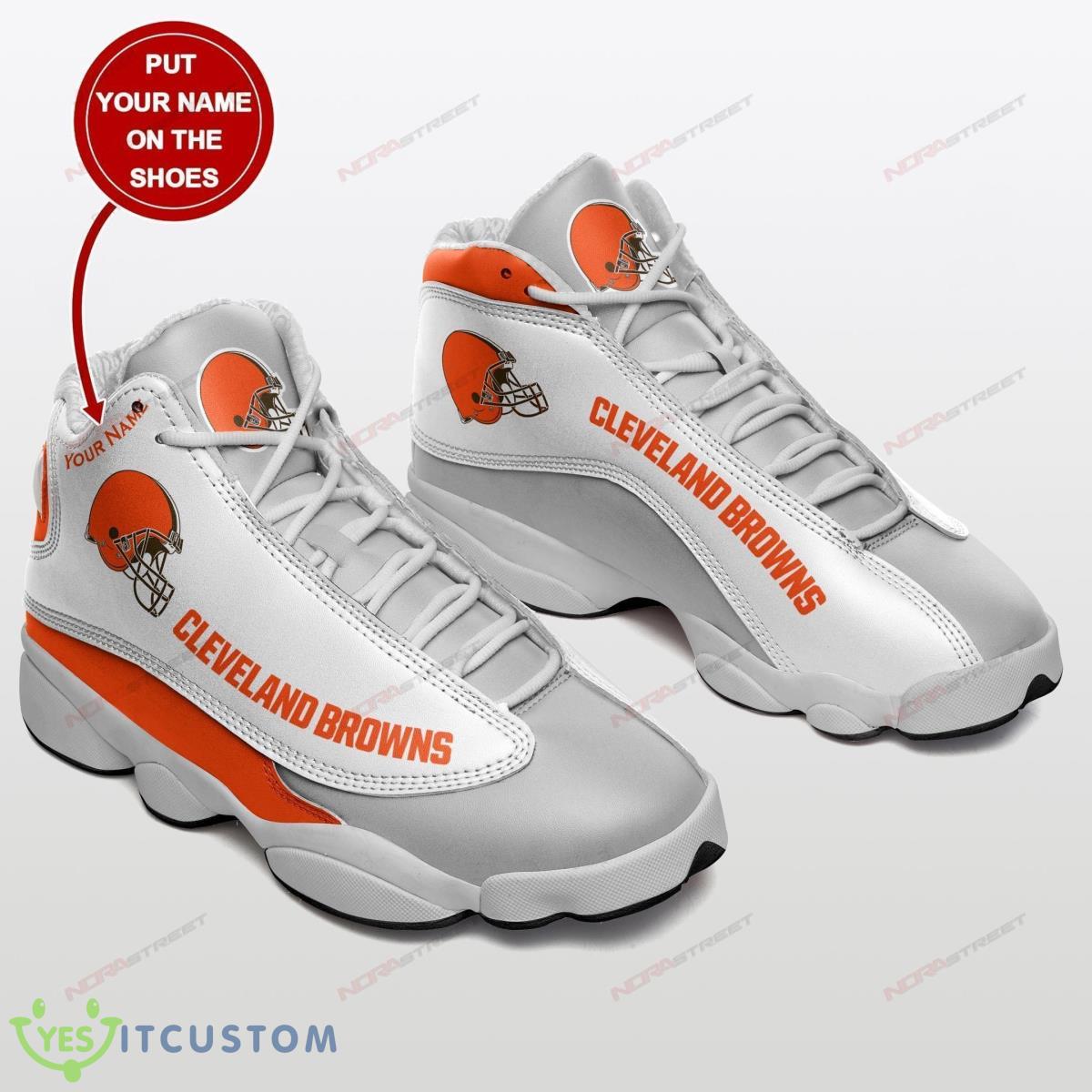 cleveland browns football team air jordan 13 sneaker custom name shoes best gift for fans