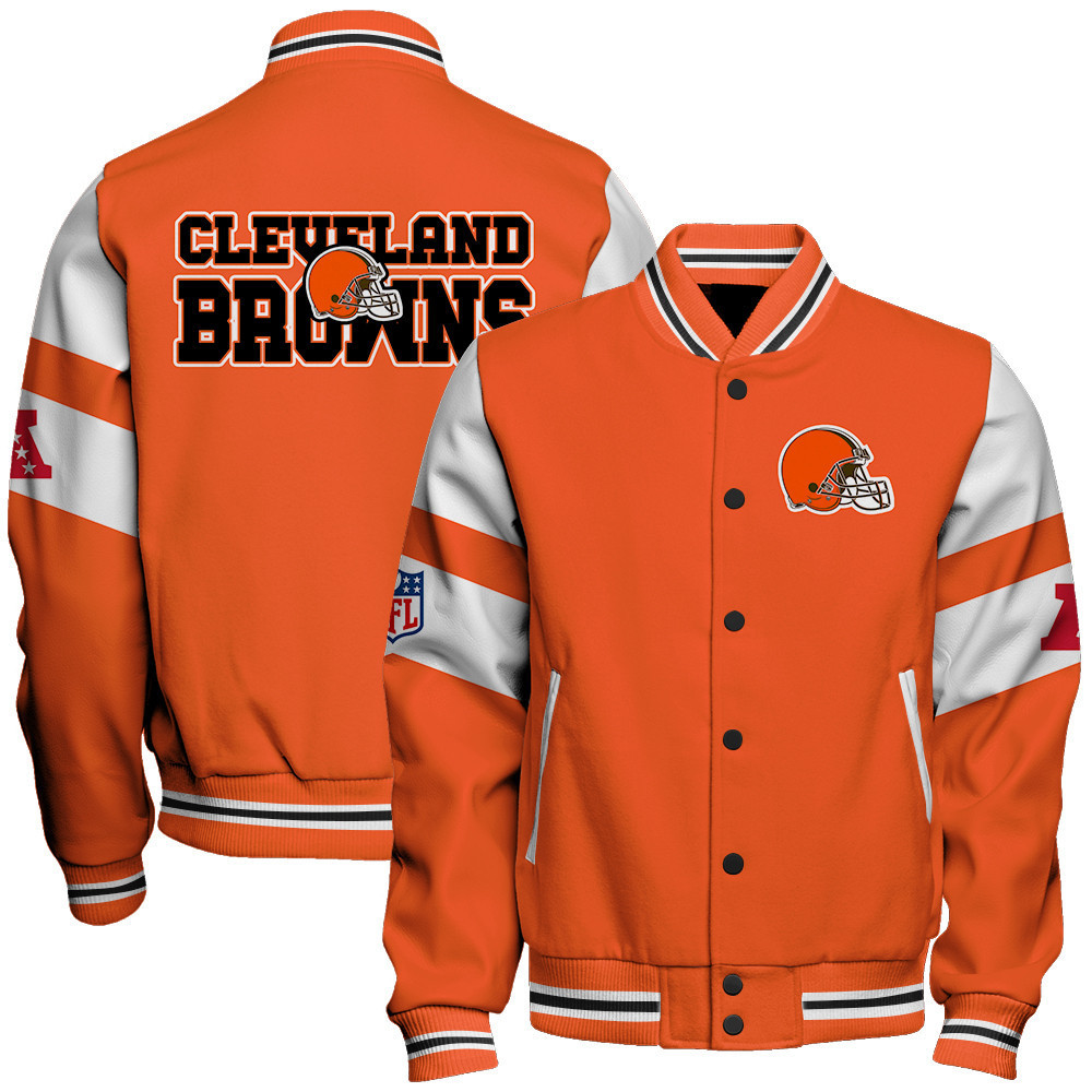 cleveland browns nfl 2024 american football conference unisex baseball varsity jacket baseball jacket all over print v11 eongi