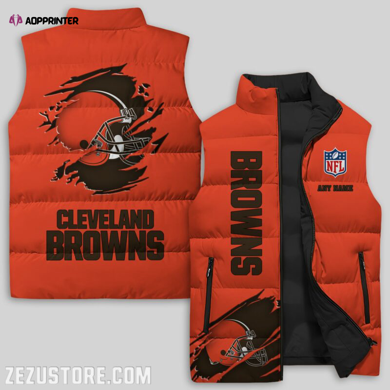 cleveland browns nfl sleeveless puffer jacket custom for fans spj1190