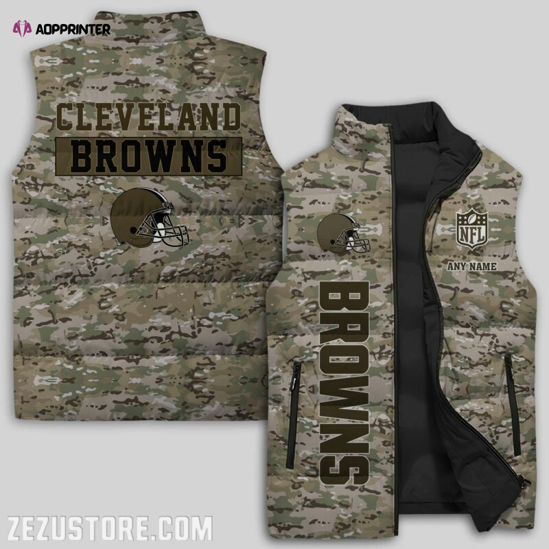 cleveland browns nfl sleeveless puffer jacket custom for fans spj1269