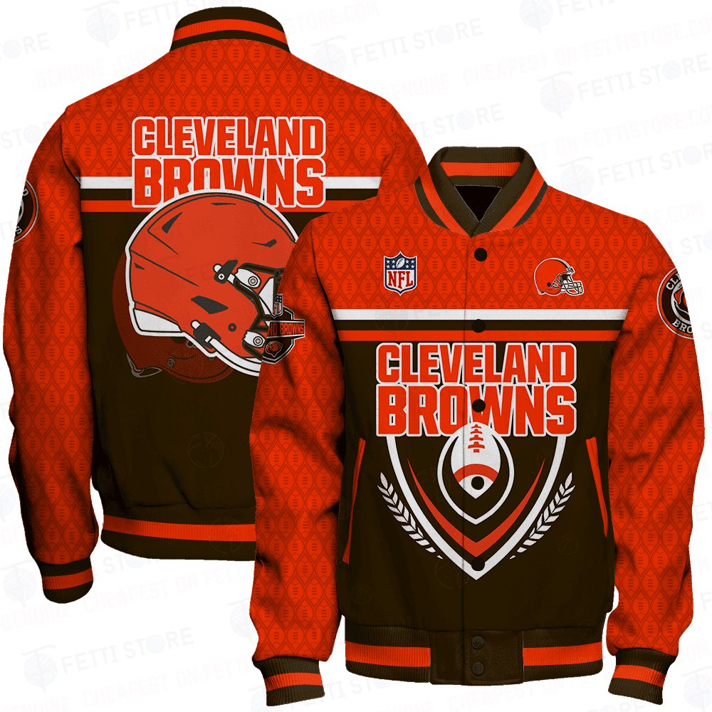 cleveland browns traditional football pattern baseball varsity jacket baseball jacket all over print 12tcr