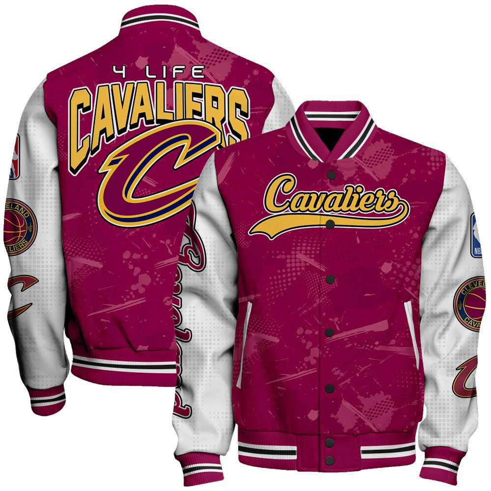 cleveland cavaliers 4 life team logo nba 2024 baseball varsity jacket baseball jacket all over print sfat v17 vajc3