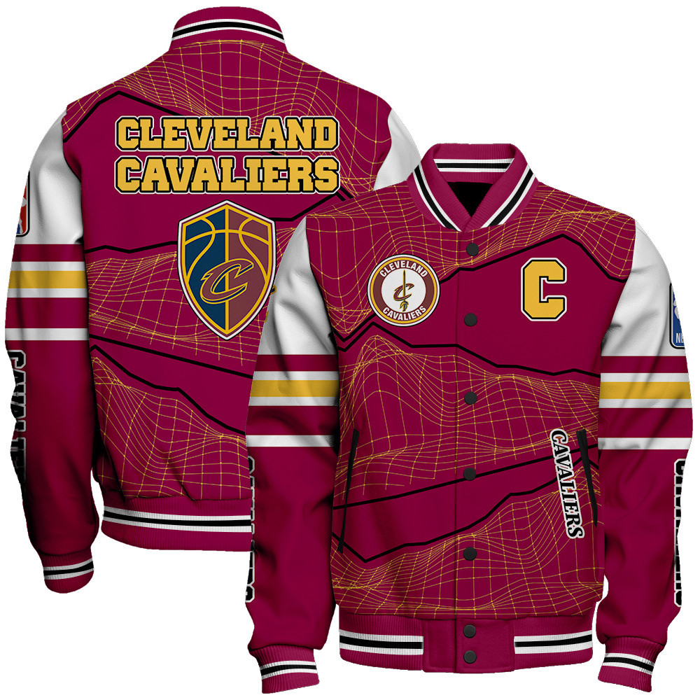 cleveland cavaliers basketball unique textures baseball varsity jacket baseball jacket all over print sfat v11 nrlxn