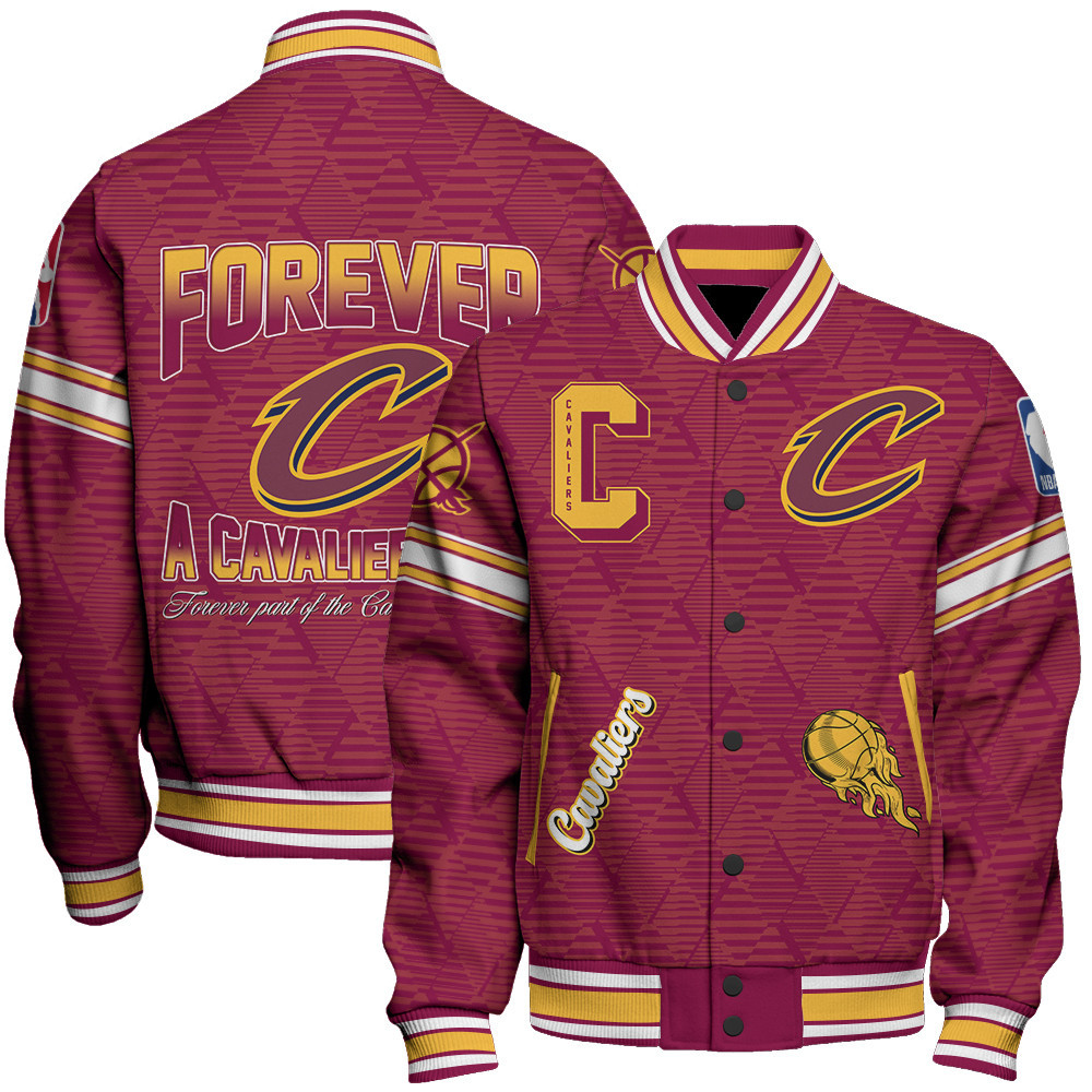 cleveland cavaliers nba baseball varsity jacket baseball jacket all over print sfat v19 mxx7y