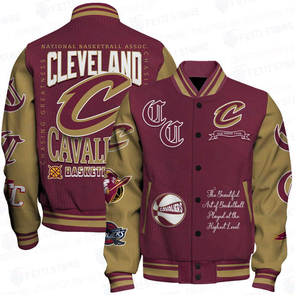 cleveland cavaliers nba print baseball varsity jacket baseball jacket all over print sfat v25 5bkkm