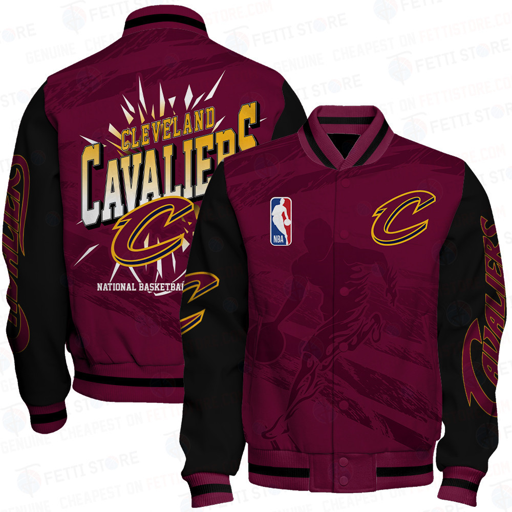 cleveland cavaliers nba print baseball varsity jacket baseball jacket all over print sfat v27 kyg72