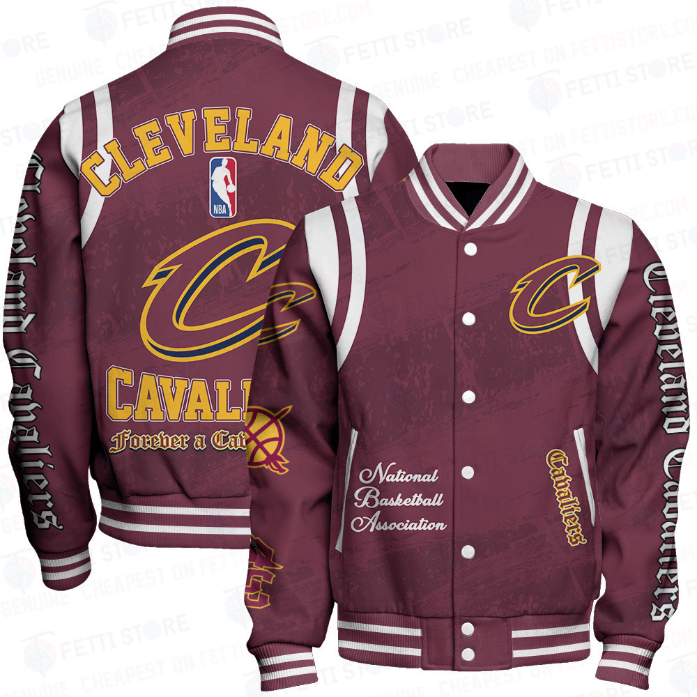 cleveland cavaliers team logo basketball design print baseball varsity jacket baseball jacket all over print sfat v26 qxj3h