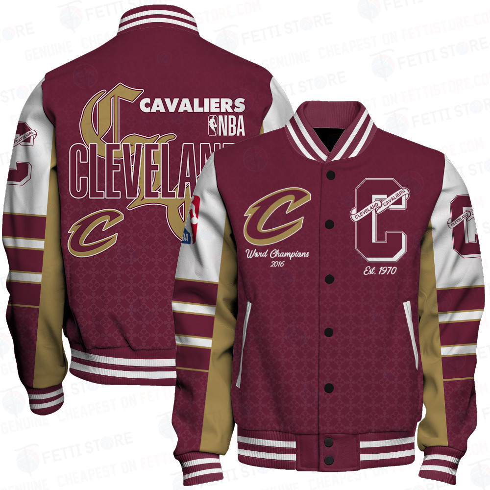 cleveland cavaliers team logo sport pattern retro baseball varsity jacket baseball jacket all over print stwak