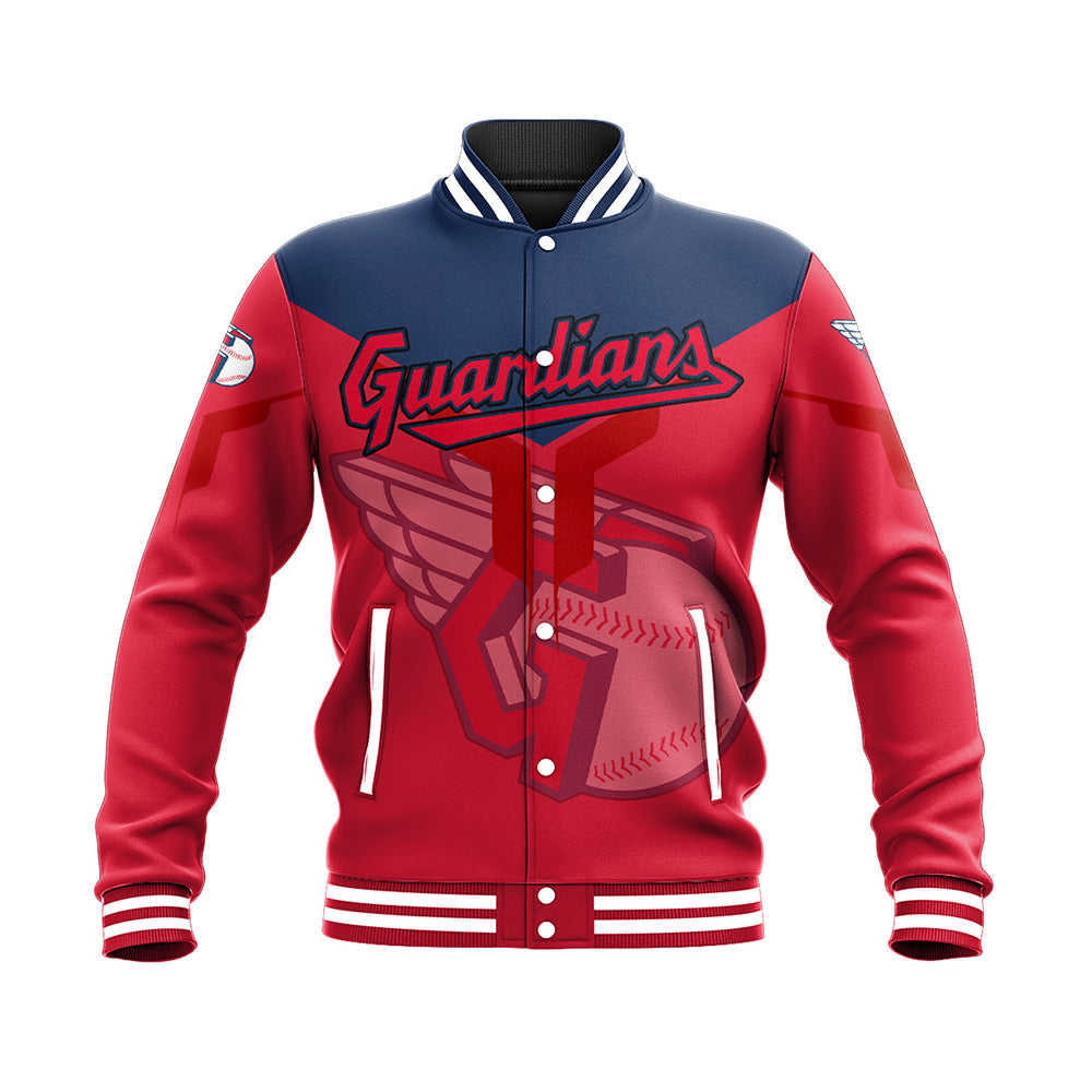 cleveland guardians baseball jacket button up zipper hooded all over print drinking style mlb jvxbv