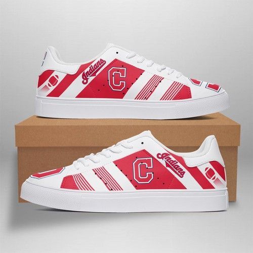 cleveland indians mlb 2 baseball gift for fan low top leather skate r9i8y