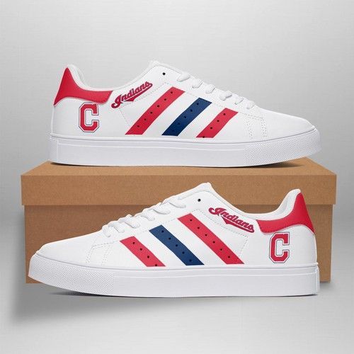 cleveland indians mlb baseball gift for fan low top leather skate shoes g6ah4