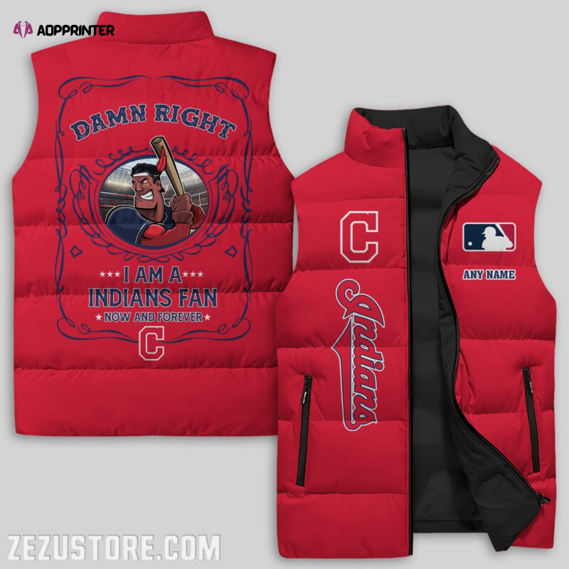 cleveland indians mlb sleeveless puffer jacket custom for fans gifts