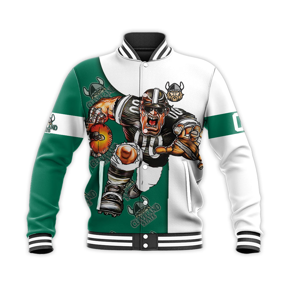 cleveland state vikings baseball jacket button up zipper hooded all over print football go on gift for fans ncaa 8peod