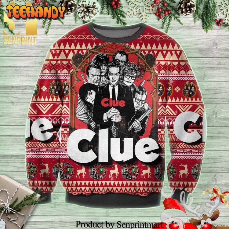 clue the movie character drawing knitted ugly xmas sweater 1t4sw