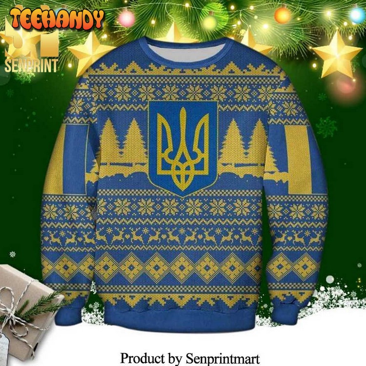 coat of arms of ukraine knitted ugly xmas sweater 2jb96