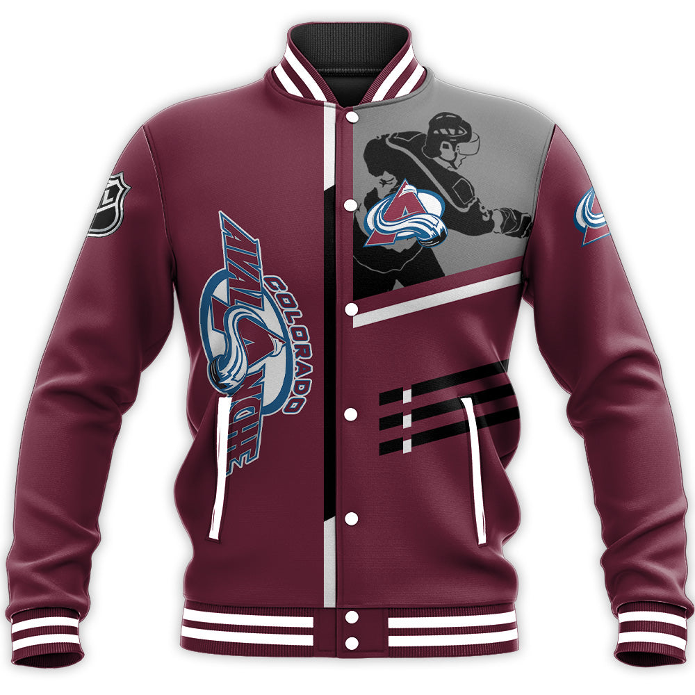 colorado avalanche baseball jacket button up zipper hooded all over print personalized hockey for fan nhl nebxg