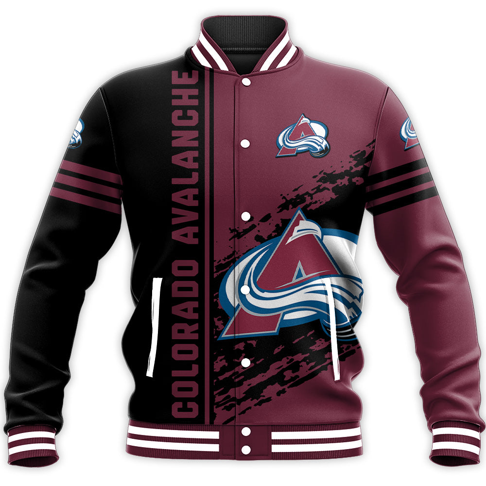 colorado avalanche baseball jacket button up zipper hooded all over print quarter style nhl ipyvz