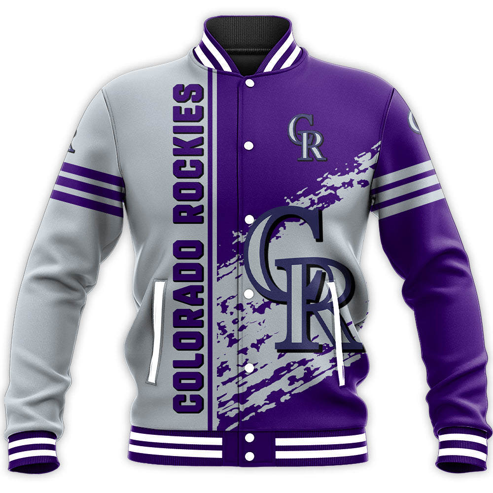 colorado rockies baseball jacket button up zipper hooded all over print quarter style mlb inqe2