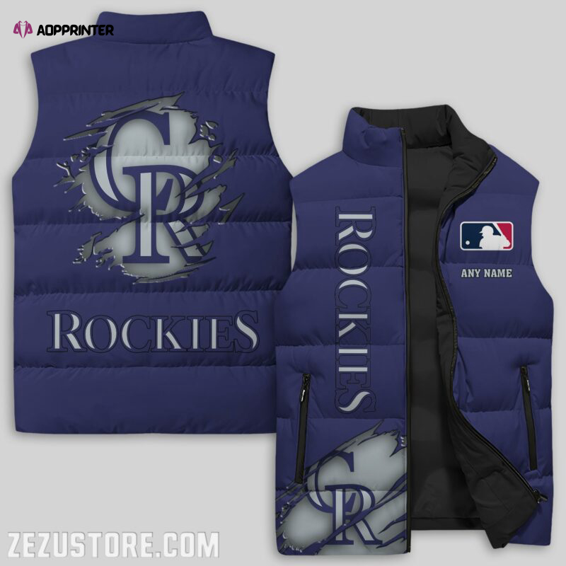 colorado rockies mlb sleeveless puffer jacket custom for fans gifts