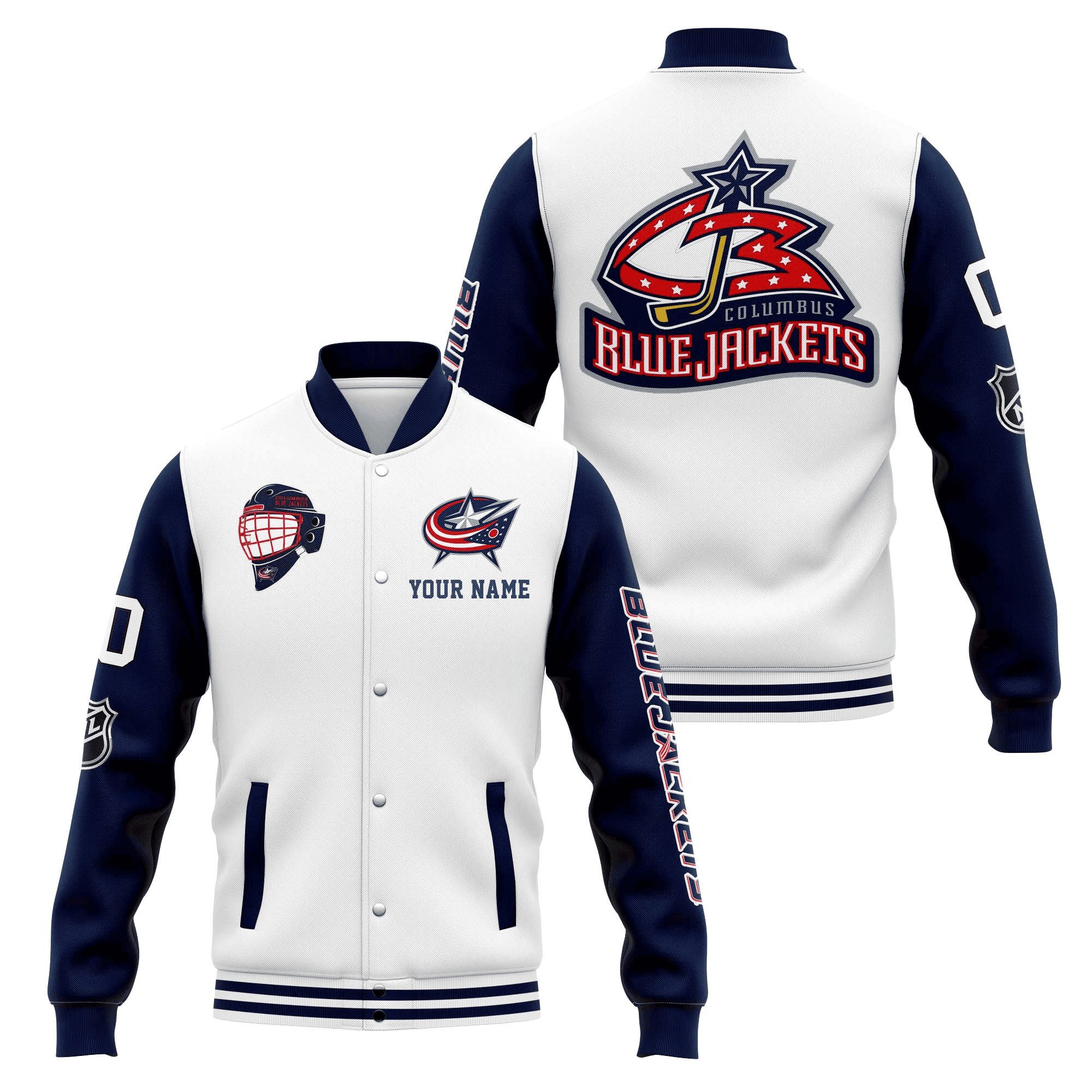 columbus blue jackets custom name and number nhl baseball baseball varsity jacket baseball jacket all over print f0me2