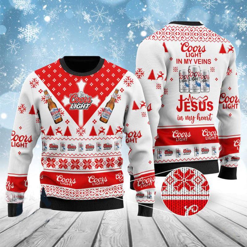 coors light in my veins jesus in my heart ugly sweater flexiquor com 35665843618071copy