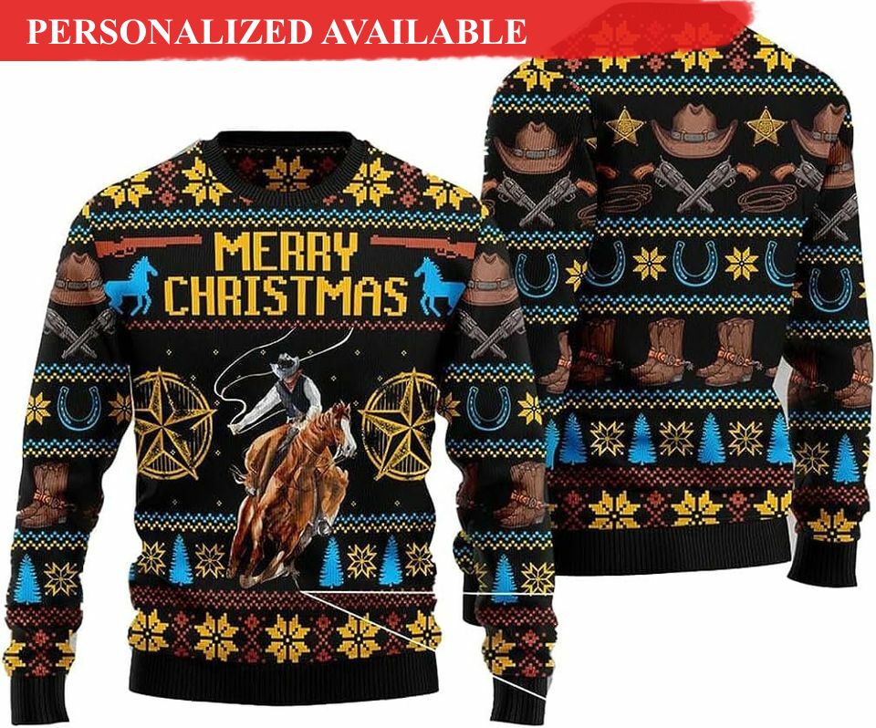 cowboy ugly sweatshirt christmas ugly sweater 4502