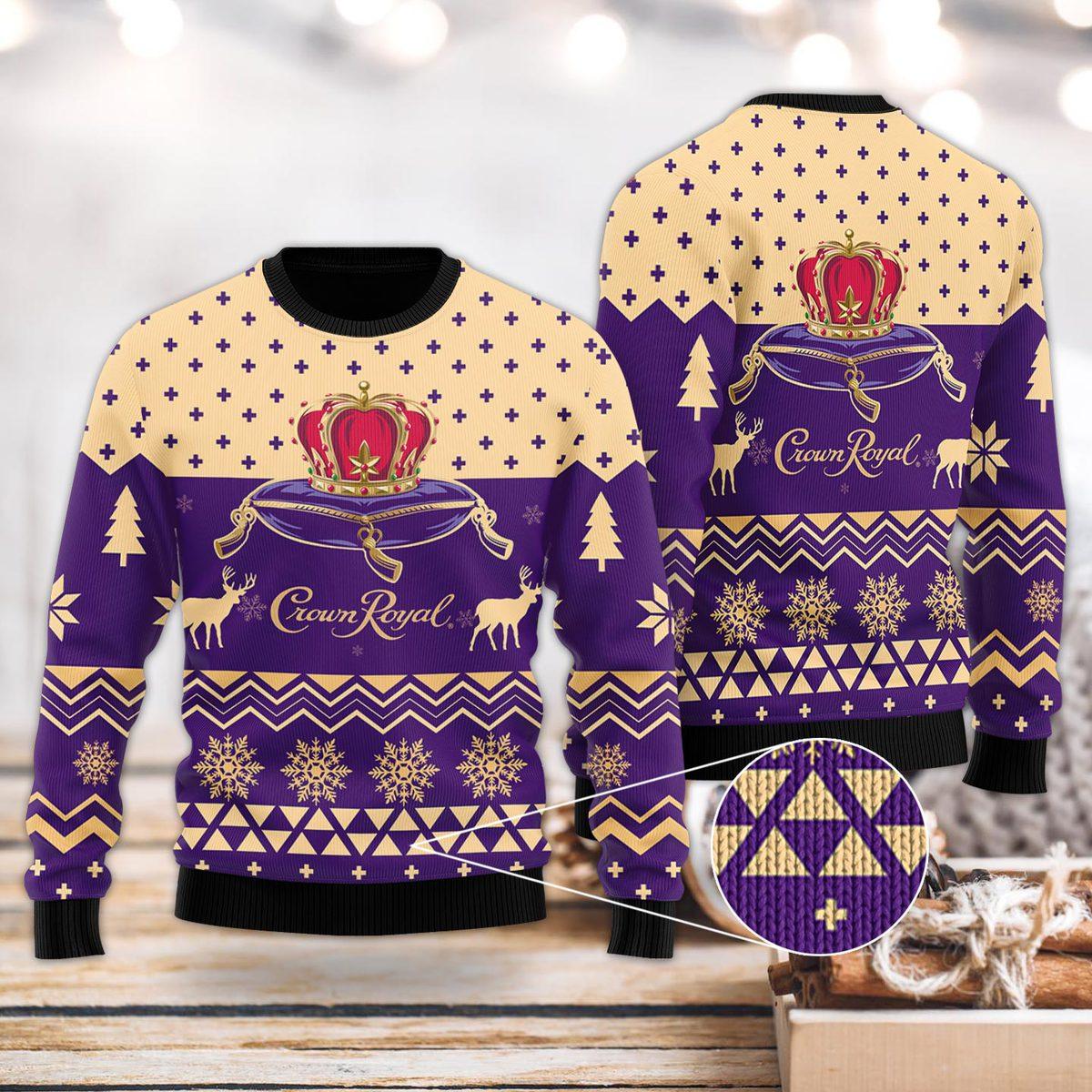 crown royal christmas reindeer ugly sweater flexiquor com