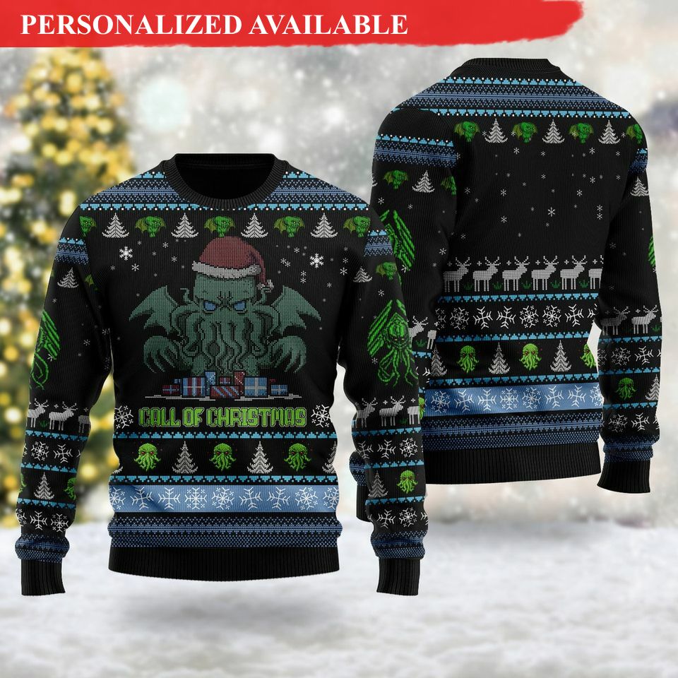 cthulhu horror christmas ugly sweater 1809