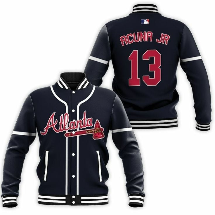 custom name and number mlb atlanta braves team logo black 3d unisex baseball varsity jacket baseball jacket all over print jumbk