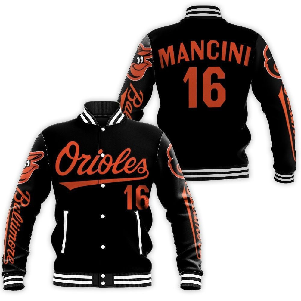 custom name and number mlb baltimore orioles black 3d unisex baseball varsity jacket baseball jacket all over print ieqfo