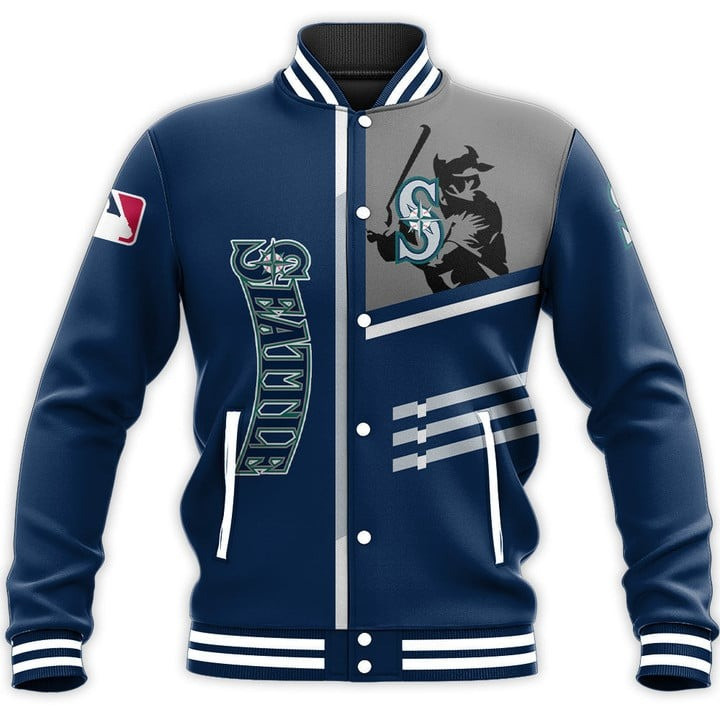 custom name and number mlb seattle mariners 3d unisex baseball varsity jacket baseball jacket all over print sczi8