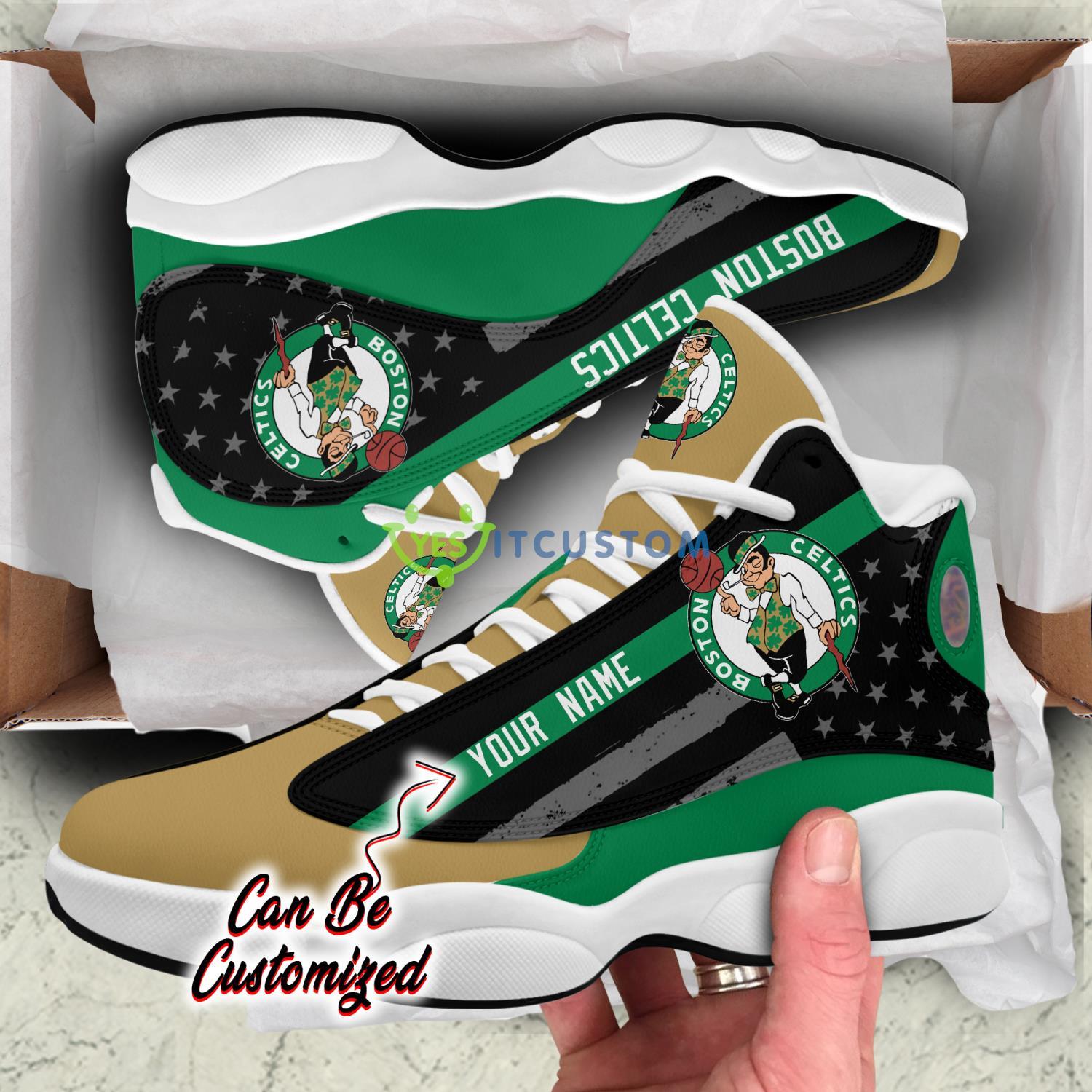 custom name boston celtics sport team star flag air jordan 13 shoes sport sneakers for fans