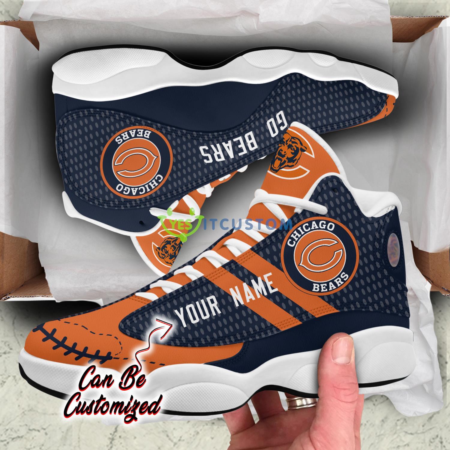 custom name chicago bears go bears rugby ball air jordan 13 shoes sport sneakers for fans