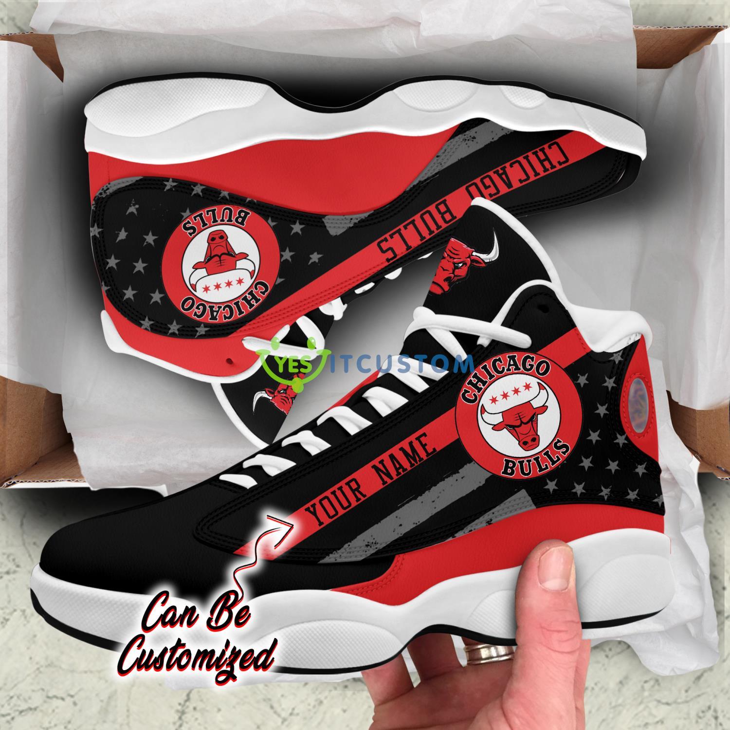 custom name chicago bulls sport team star flag air jordan 13 shoes sport sneakers for fans