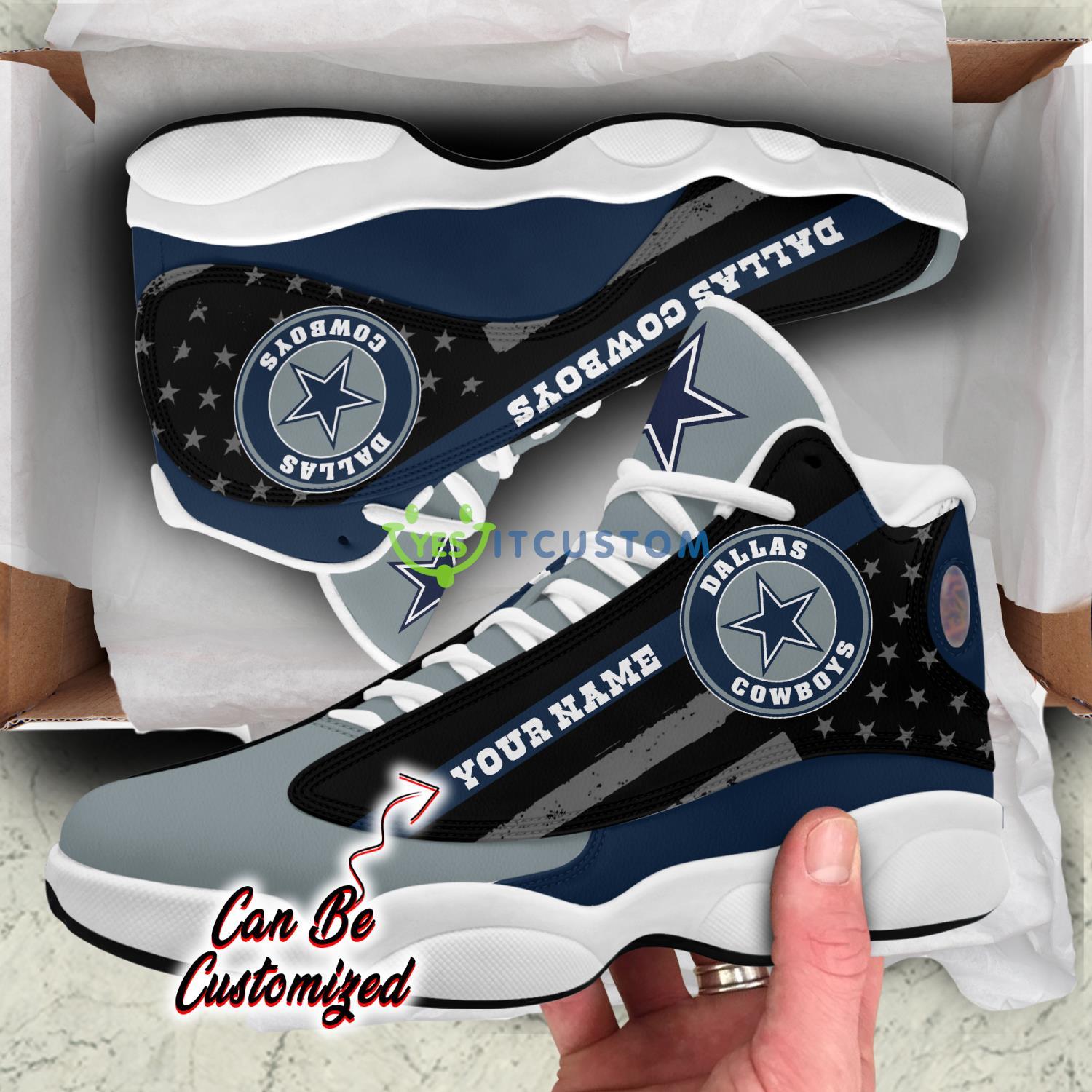 custom name dallas cowboys sport team star flag air jordan 13 shoes sport sneakers for fans