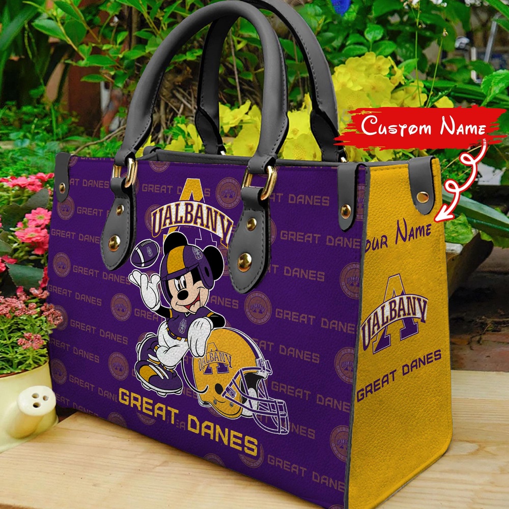 custom name ncaa albany great danes women leather hand bag mickey lover br0xa