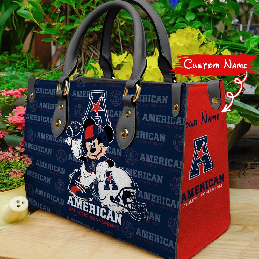 custom name ncaa american athletic conference women leather hand bag mickey lover i3lpw